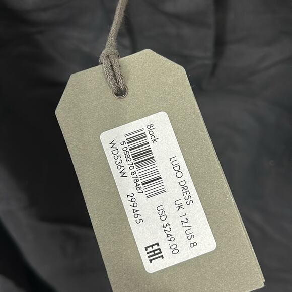 All Saints Ludo Linen Cotton Cut Out Open Back Halter Dress Black Size 8 NWT - Picture 5 of 12